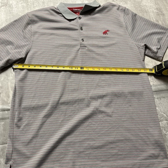 - Tuskwear University of Alabama Polo Shirt Men's Large Gray Striped Sleeve Golf - Picture 2 of 9
